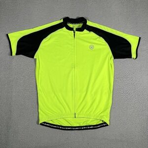 Canari Cycling Jersey Mens Large Yellow Full Zip High Visibility Stretch Wicking
